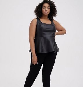 NWT Torrid Faux Leather Peplum Top Sz 0